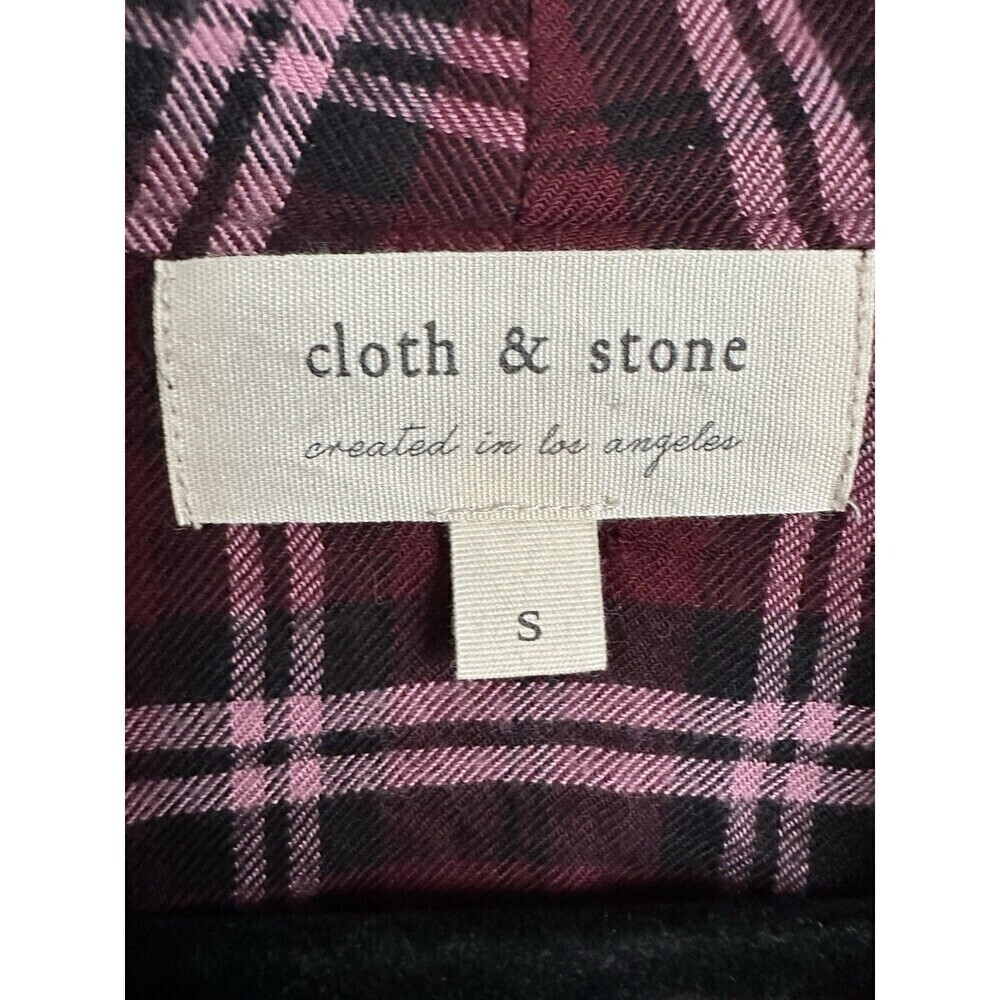 Anthropologie Cloth & Stone Blouse Women's Size Small Plaid Drape Wrap Front Top - Picture 3 of 6
